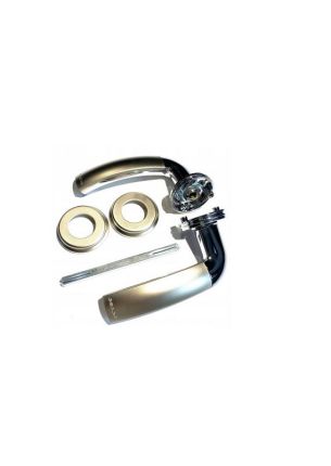 Szyld TECHNO  klamka-klamka do drzwi: zewnętrznych lewych/wewnętrznych prawych o  grubość max 69 mm, chrom-nikiel satyna